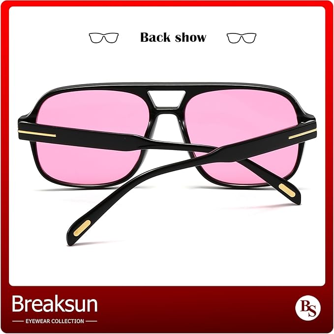Retro Aviator Sunglasses for Women Men Trendy Classic 70s Square Aviator Sun Glasses Vintage Shades