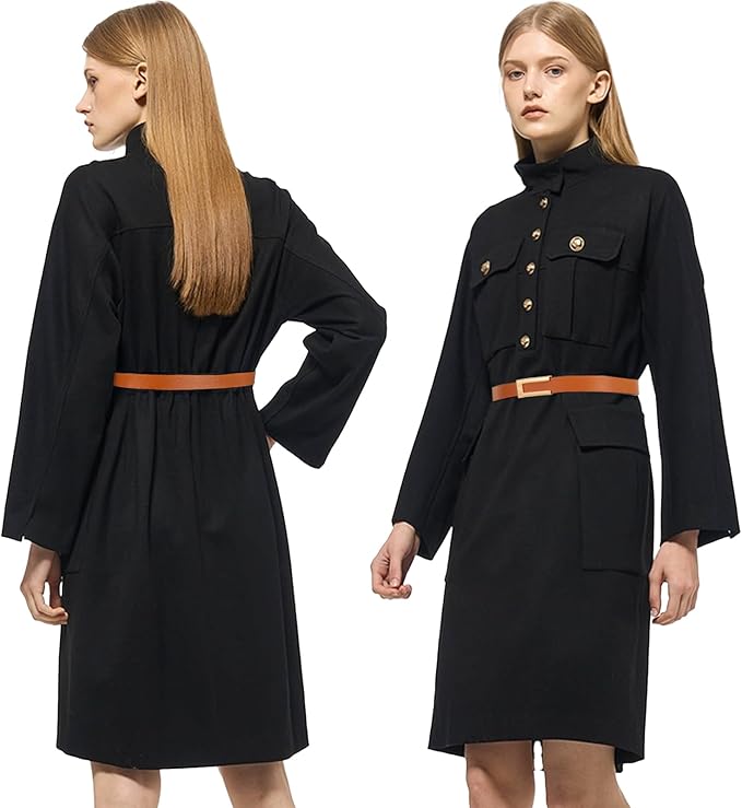 Women's Fashion Classic Metal Buckle Leather Belt with Jeans Dress