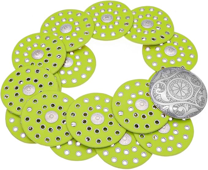 Hollow Wide Disc Belt for Women Concho Leather Metal Buckle Boho Belt Cowgirl Vintage Western Chunky Waist Belts