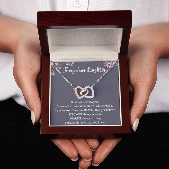 VIRAGIL To My Daughter Gift Necklace From Dad or Mom - Badass Daughter Jewelry With Heartfelt Message & Elegant Box