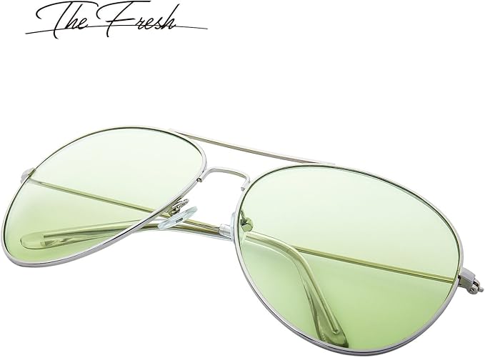 The Fresh Classic Aviator Frame Light Color Lens XL Oversized Sunglasses Gift Box