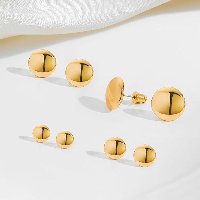 FAMARINE Dot Earrings Gold Silver Stud Earrings for Women Flat Round Earring Minimalist Earring