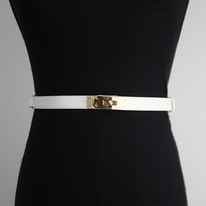 FENLDY Adjustable Thin Belts For Womens Skinny Belts For Dresses Womens Solid Color Alloy Turn Lock Belts For Jeans