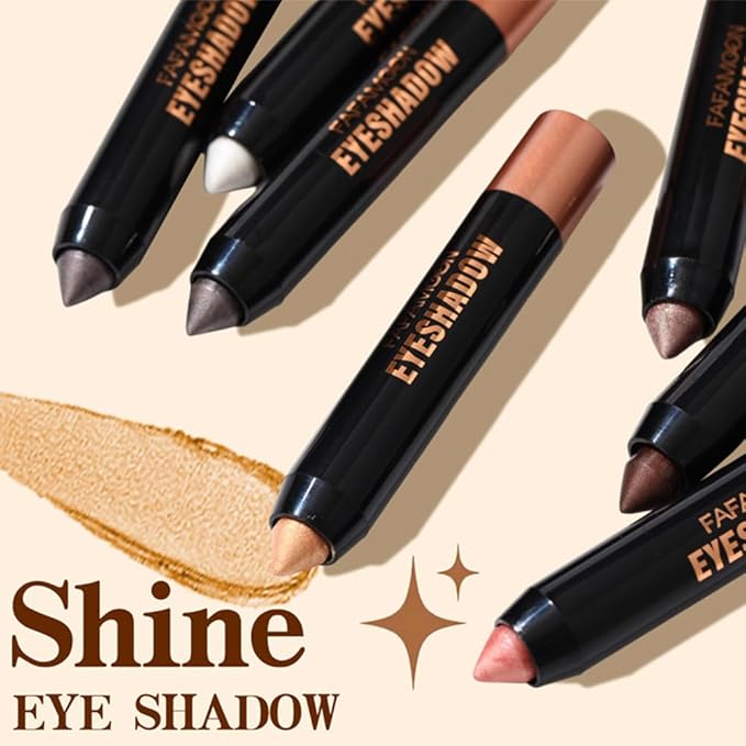 Monochrome Cream Glitter-Shimmer Eye Shadow Stick Palette makeup | 2-in-1 Eyeshadow & Eyeliner Pencil for Women | Waterproof, Vegan & Cruelty-Free | Sombras Para Ojos | 05 Shimmer Black