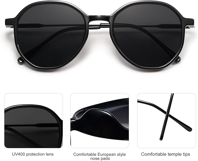 SOJOS Trendy Designer Hexagon Round Sunglasses for Women Fashion Big Shades Geometric Women Sunglasses SJ2181
