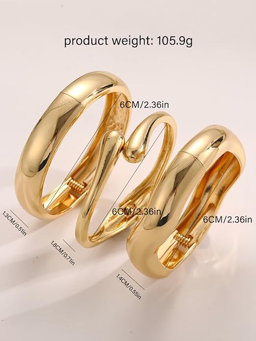 Chunky Gold Bangle Bracelets for Women, 14k Gold Plated Dainty Cuff Stackable Bangles Set, Trendy Bracelet Stack Fashion Jewelry Gifts