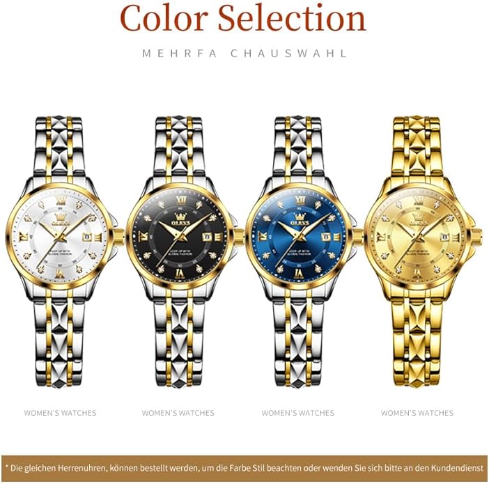 OLEVS Watch Women,Watches for Women,Luxury Casual Stainless Steel Women's Wrist Watches Classic Small Face Dress Analog Womens Watches with Date Easy to Read Waterproof Luminous Quartz Ladies Watches