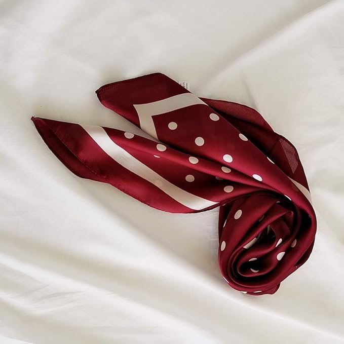 FONYVE Silk Feeling Scarf Medium Square Satin Head Scarf for Women 27.5 × 27.5 inches