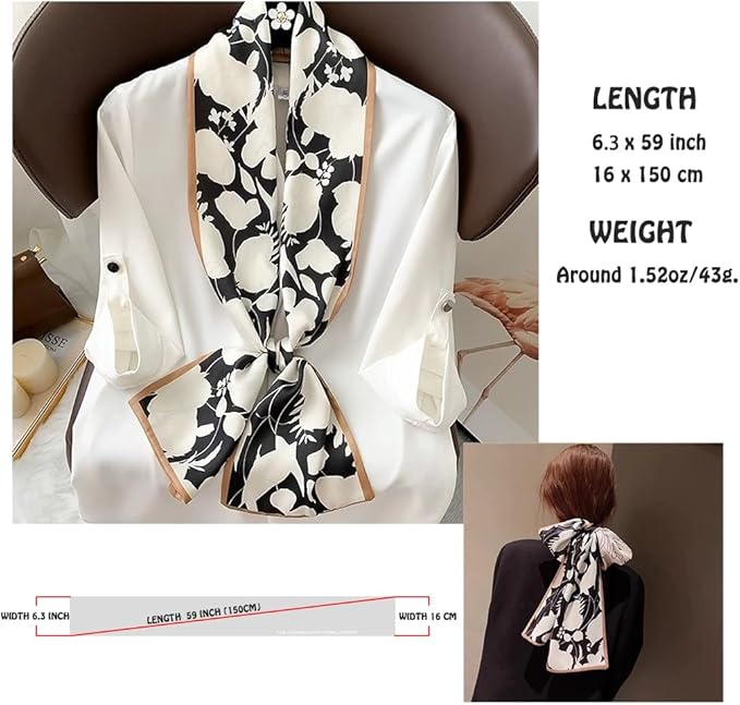 Livrerpi Silk Feeling Head Scarf Fashion Satin Hair Scarf Square Long Scarves for Women Gifts