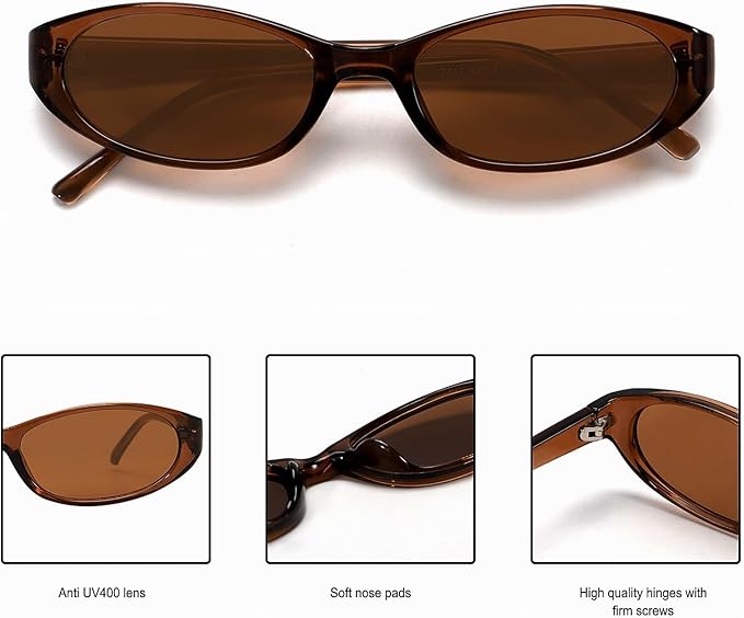 Retro Oval Sunglasses for Women 2026 90s Small Chic Cat Eye Sun Glasses Sunnies Lightweight Shades