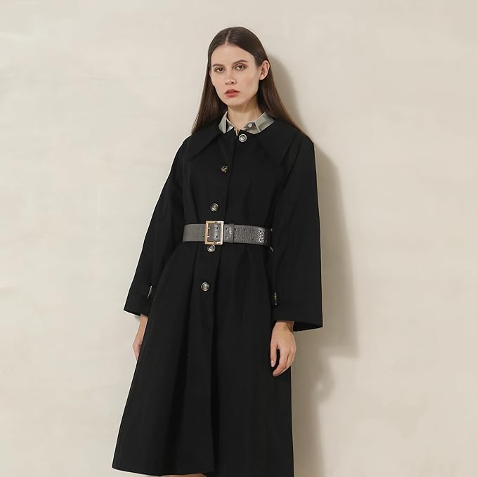 Wide Belts for Women Leather Wide Belts Fashion Thick Black Belt With Gold Buckle Belt for Dresses