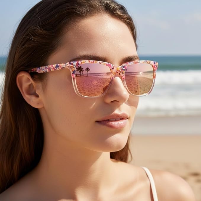 CARFIA Polarized Sunglasses for Women: Acetate, Small/Medium Size, UV400 Anti Glare CA5354