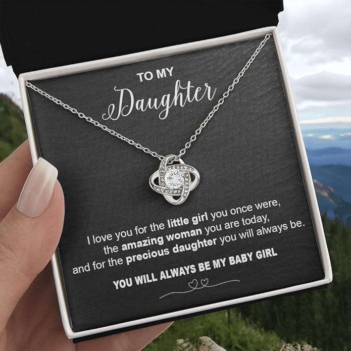 VIRAGIL To My Daughter Gift Necklace From Dad or Mom - Badass Daughter Jewelry With Heartfelt Message & Elegant Box