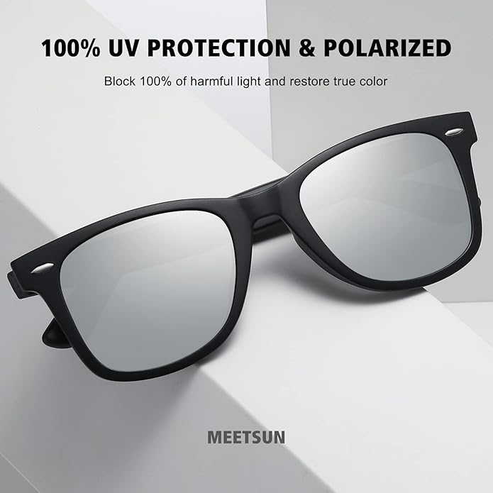 MEETSUN Retro Polarized Sunglasses for Women Men Classic Mirror Lens Driving Trendy Sun Glasses UV Protection (3 Pack)