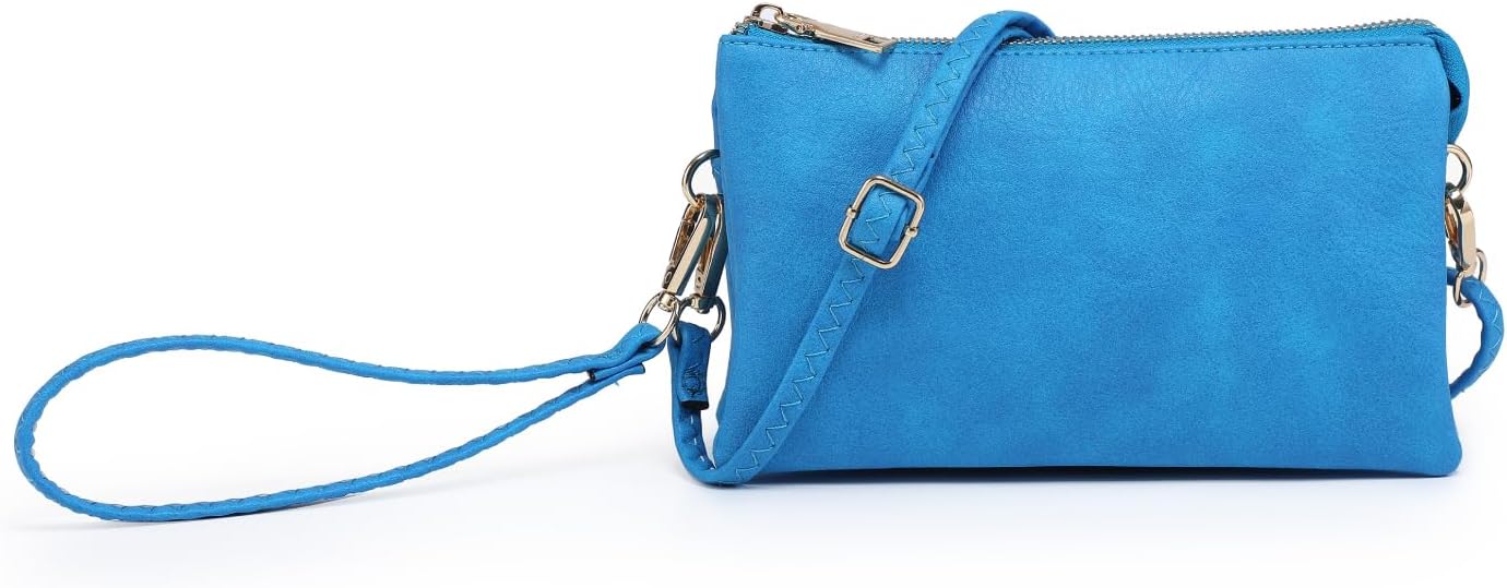 JEN & CO. Riley Small Crossbody Bags for Women Vegan Leather Wristlet Clutch Wallet Purses Handbags with 2 Straps
