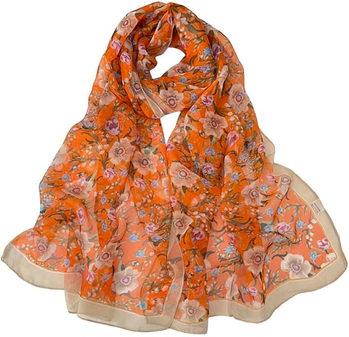 Pokeedioty Scarfs for Women Lightweight Fashion Scarves Elegant Floral Pattern Sheer Scarfs Sunscreen Shawls Wraps