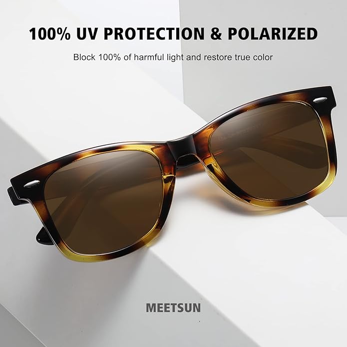 MEETSUN Retro Polarized Sunglasses for Women Men Classic Mirror Lens Driving Trendy Sun Glasses UV Protection (3 Pack)