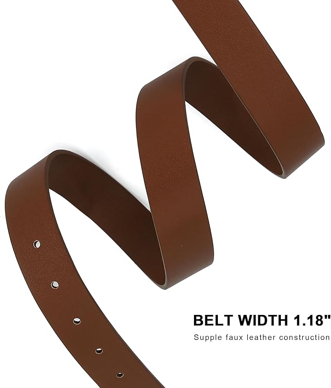 Earnda Leather Belts for Women Casual Fashion Waist Belt with Liquid Shapes Gold Buckle for Jeans Pants Dresses