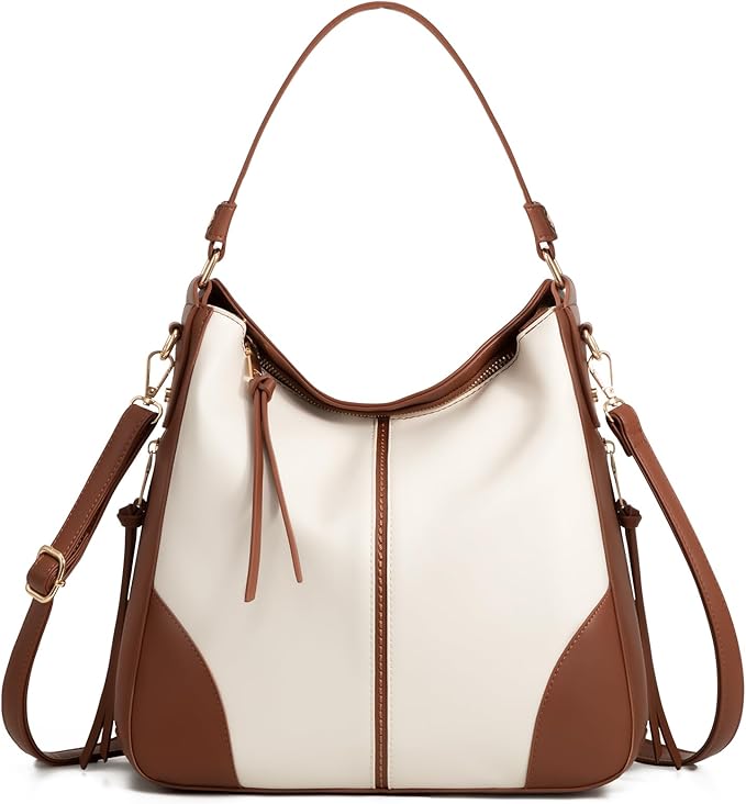 Realer Hobo Crossbody Bags for Women Designer Faux Leather Hobo Handbags Retro Large Size Shoulder Bag Bucket Purse