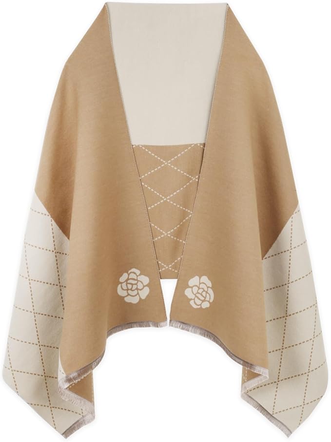 EXTREE Scarfs for Women Pashmina Silky Shawl Wrap for Evening Dressing Blanket Open Front Poncho Cape
