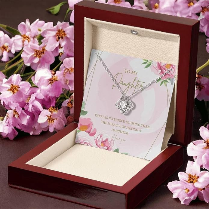 VIRAGIL To My Daughter Gift Necklace From Dad or Mom - Badass Daughter Jewelry With Heartfelt Message & Elegant Box