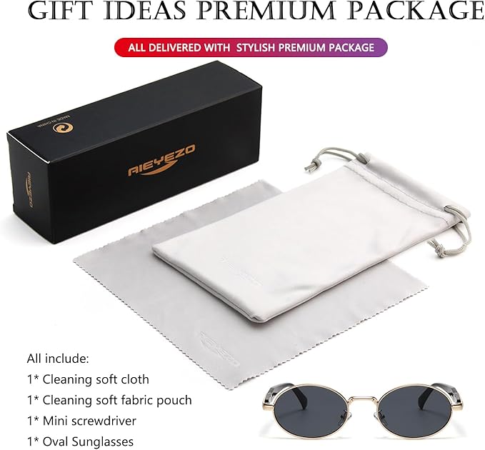 AIEYEZO Retro Oval Sunglasses for Women Men Trendy Fashion Round Sun Glasses Oval Metal Framed Shades