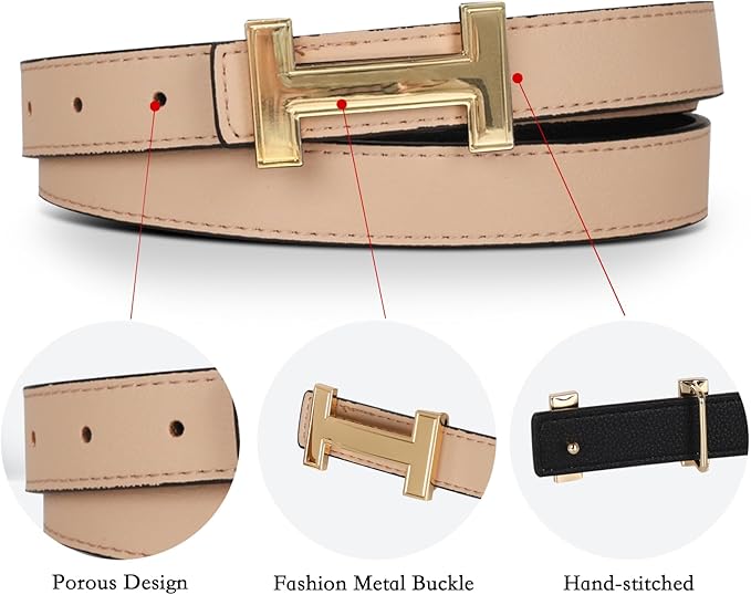Relang Women's Belts with Gold Buckle, Fashion Waist Band, Elegant Ladies' Belt, Gift for Women