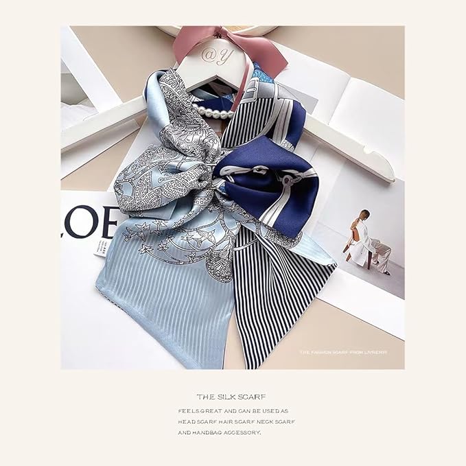 Livrerpi Silk Feeling Head Scarf Fashion Satin Hair Scarf Square Long Scarves for Women Gifts