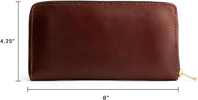Portland Leather Goods Women's Accordion Zip Wallet – Handcrafted in Durable, Full-Grain Leather – 8 Card Slots & Secure Zippered Pocket – Cognac