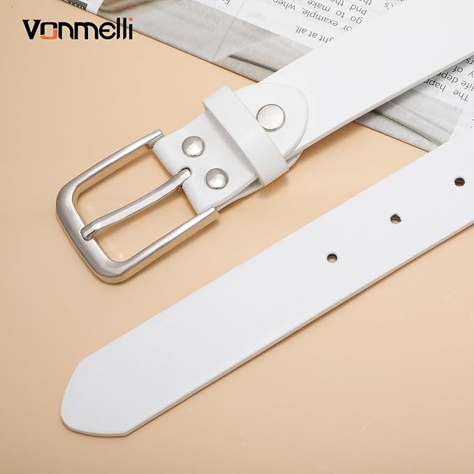 VONMELLI Women's Soft Faux Leather Belt for Jeans Pants Dress Fashion Ladies Waist Belt with Gold/Silvery Buckle