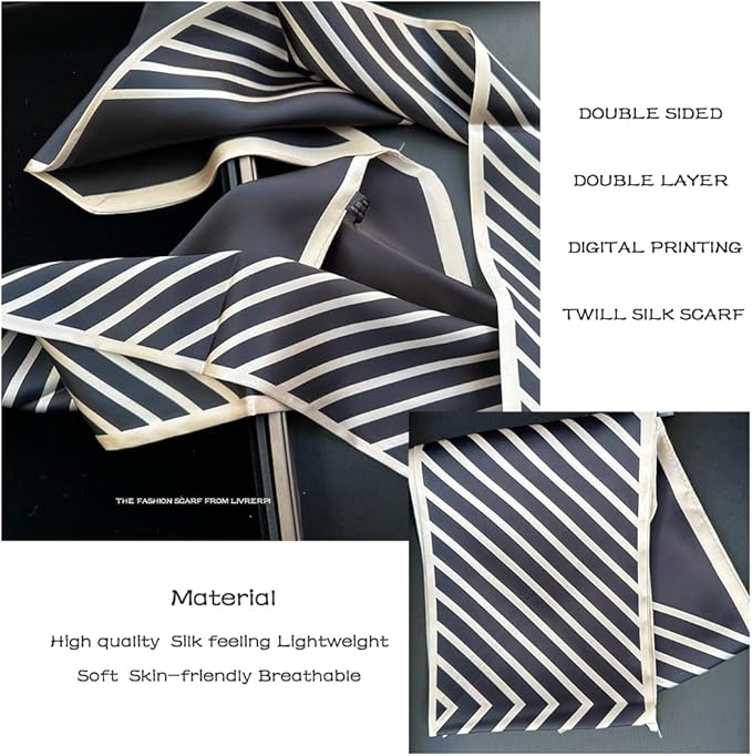 Livrerpi Silk Feeling Head Scarf Fashion Satin Hair Scarf Square Long Scarves for Women Gifts