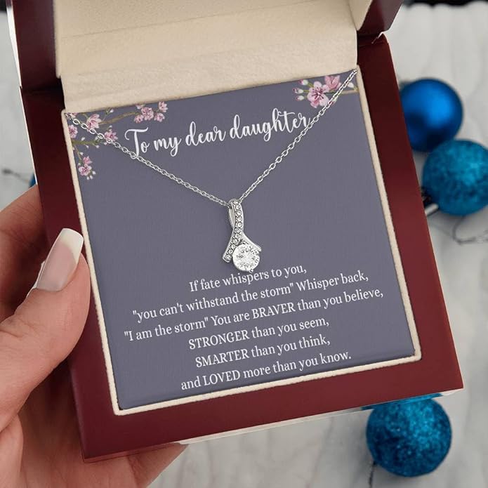 VIRAGIL To My Daughter Gift Necklace From Dad or Mom - Badass Daughter Jewelry With Heartfelt Message & Elegant Box