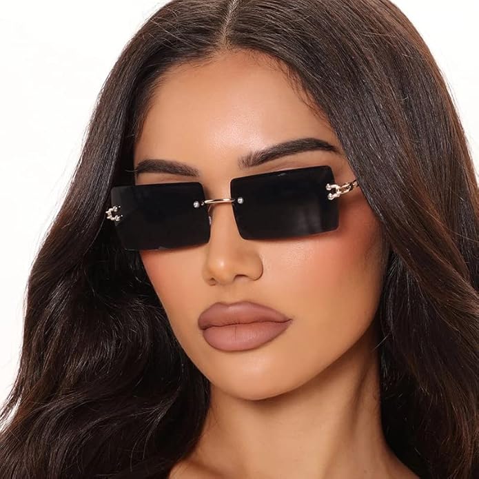Kursan Frameless Rectangle Sunglasses for Men Women Small Rimless Sun Glasses Shades UV400 Protection