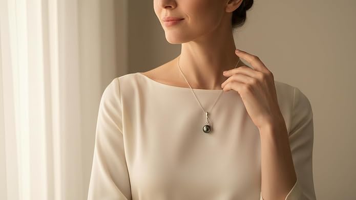 Birthday Gifts for Women - Black Pearl Necklaces for Women - Real 18K Gold Over Sterling Silver - Elegant Tahitian Black Pearl Jewelry - Anniversary·Gifts for Women - Christmas Gifts for Wife, Girlfriend, Her, Mom