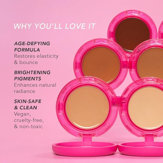 Doll 10 Peptide Bounce Balm Foundation™ – Hydrating, Age-Defying Foundation for Older Women, All Skin Types – Vegan, Clean, Natural, Medium Buildable Coverage, Blurs Fine Lines - [Rich]