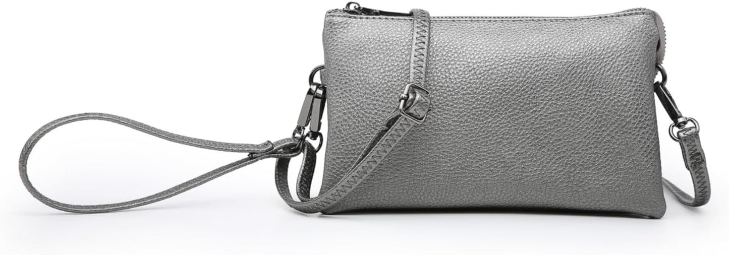 JEN & CO. Riley Small Crossbody Bags for Women Vegan Leather Wristlet Clutch Wallet Purses Handbags with 2 Straps