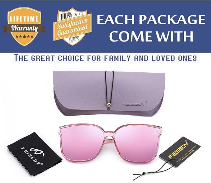 FEISEDY Oversized Polarized Sunglasses - UV400 Protection, Square Fashion Sun Glasses for Outdoor & Daily B2600