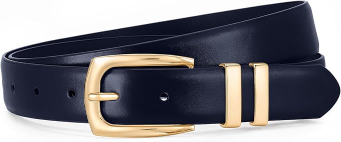 WHIPPY Women's Leather Belts for Jeans Pants Fashion Ladies Belt Gold Buckle Belts for Women