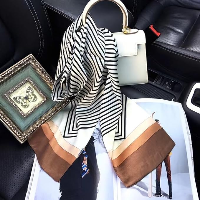 100% Mulberry Silk Ribbon Scarf for Hair Beach Head Wraps for Women Handbag accessories Necktie