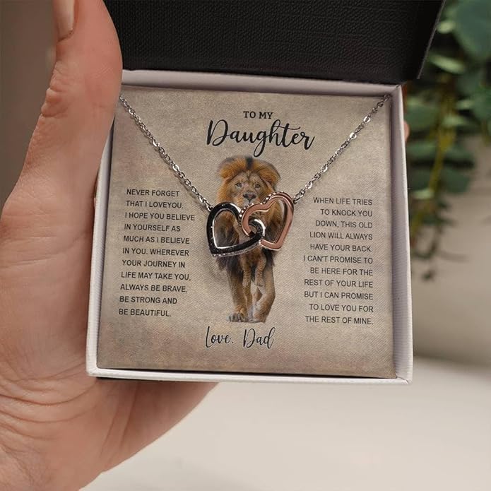 VIRAGIL To My Daughter Gift Necklace From Dad or Mom - Badass Daughter Jewelry With Heartfelt Message & Elegant Box