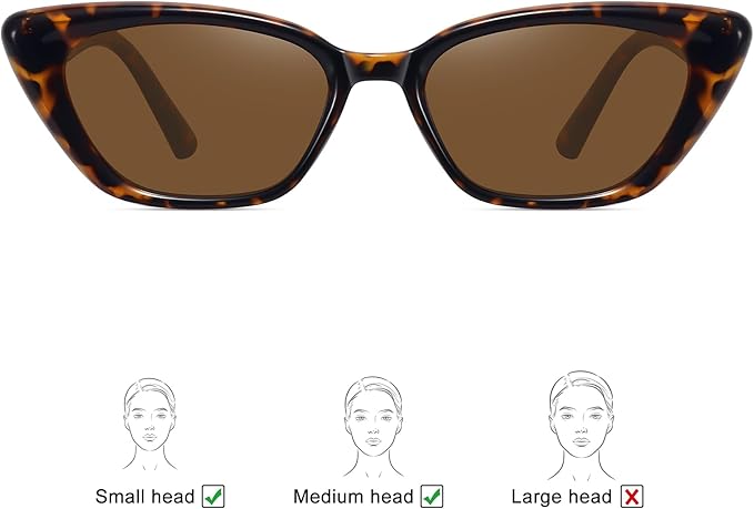 WOWSUN Small Cat Eye Sunglasses Womens Retro Narrow Trendy Polarized Sunglasses