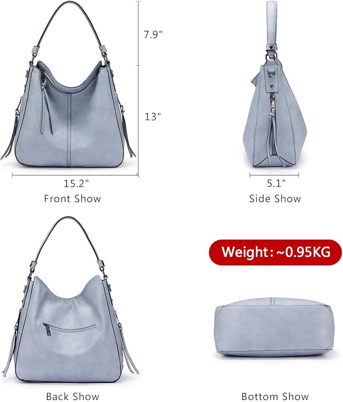 Realer Hobo Crossbody Bags for Women Designer Faux Leather Hobo Handbags Retro Large Size Shoulder Bag Bucket Purse