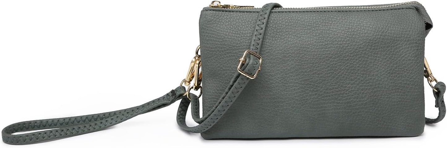 JEN & CO. Riley Small Crossbody Bags for Women Vegan Leather Wristlet Clutch Wallet Purses Handbags with 2 Straps