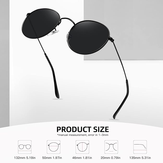 MEETSUN Round Polarized Sunglasses for Women Men Classic Retro Metal Frame Sun Glasses UV Protection