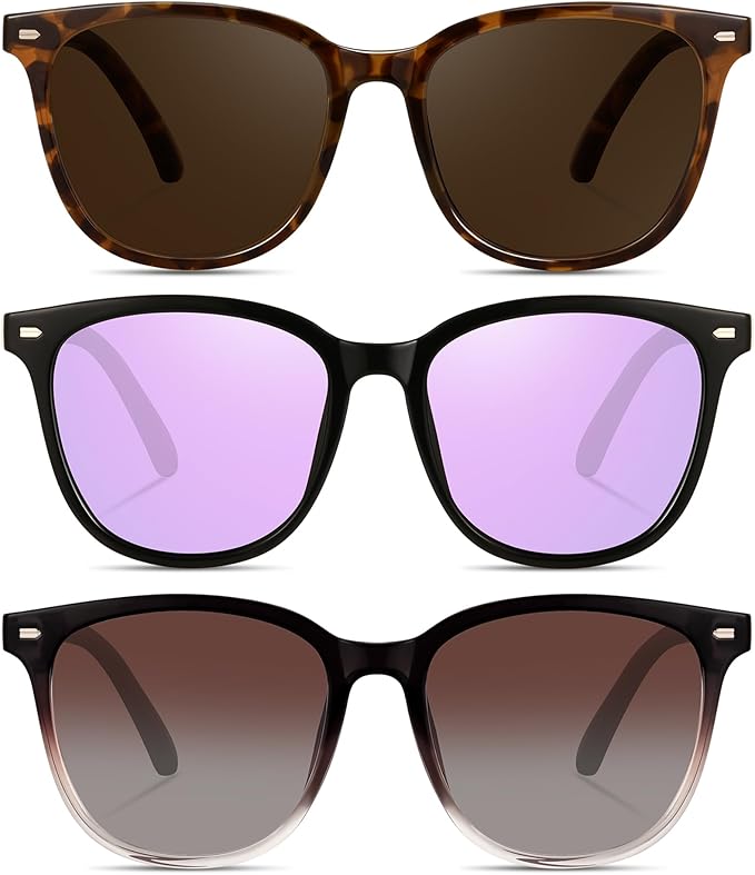 Retro Polarized Sunglasses for Women Men Big Frame Vintage Style Trendy Shade UV400 Protection Lens Sun Glasses