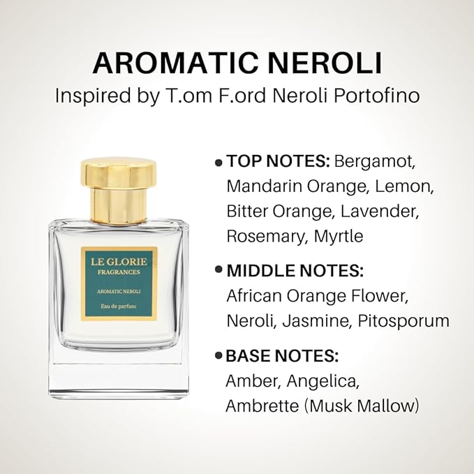 Inspired by T Ford's Neroli Portofino, Aromatic Neroli EDP, Long Lasting 12-14 Hours Perfume Spray for Men, Women, unisex, All Skin Types - 1.7 fl oz 50ml
