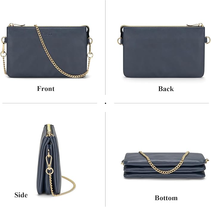 Wristlet Purses for Women, Vegan Leather Crossbody Evening Zip Clutch Bag with Strap | Vegan Leather, Evening, Zip, with Strap