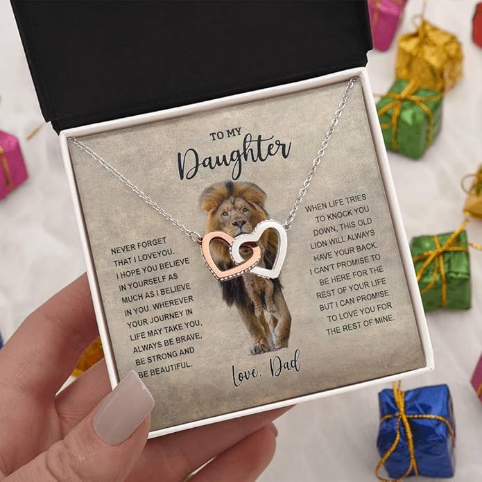 VIRAGIL To My Daughter Gift Necklace From Dad or Mom - Badass Daughter Jewelry With Heartfelt Message & Elegant Box