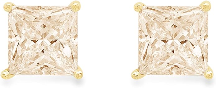 14K Yellow Gold Natural Morganite Stud Earrings with Push back - Hypoallergenic, 1 cttw - Minimalist Women's Fine Jewelry