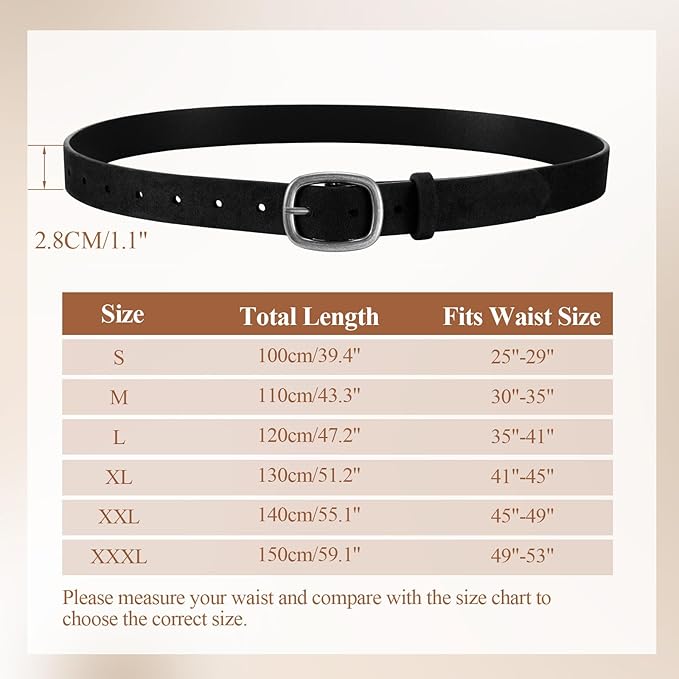 WHIPPY Women Leather Belt Casual Fashion Gold Buckle Leather Waist Belt for Jeans Pants Dresses Chic Ladies Belt
